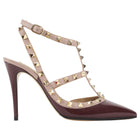 Valentino Burgundy Patent and Leather 110mm Cage Rock Stud Heels - 37.5