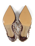 Valentino Burgundy Patent and Leather 110mm Cage Rock Stud Heels - 37.5