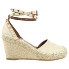 Valentino Rockstud Ankle Wrap Espadrille Wedge Ivory - 35
