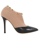 Valentino Mesh Knit Rockstud Ankle Booties Blush & Black Leather - 35.5