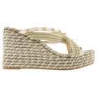 Valentino Beige Rockstud Torchon Espadrille Wedge Sandals - 40