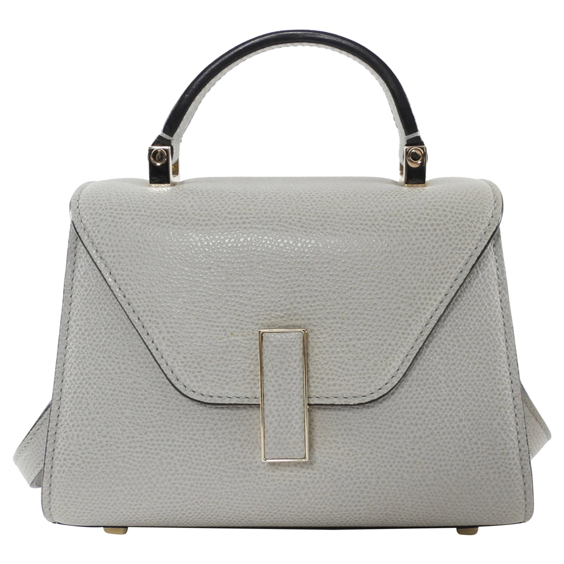 Valextra Dove Grey Leather Iside Micro Top Handle Flap Bag