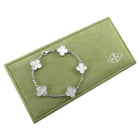 Van Cleef & Arpels Vintage Alhambra 5 Motif 18K White Gold Mother of Pearl Bracelet