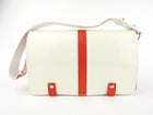 Versace Greek Symbols White Patent and Red Leather Shoulder Flap Bag