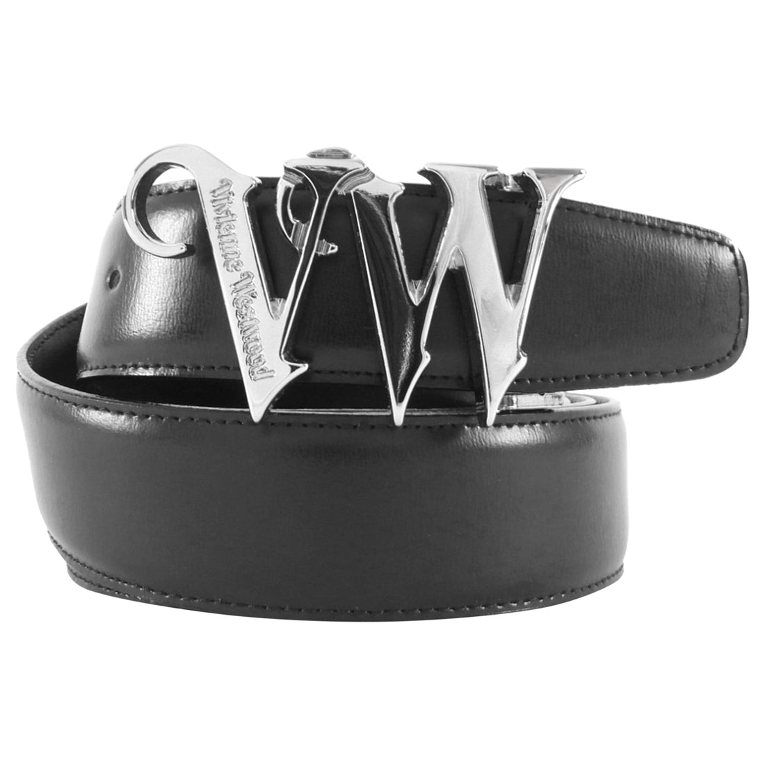 Vivienne Westwood Silver VW Buckle Leather Belt Black