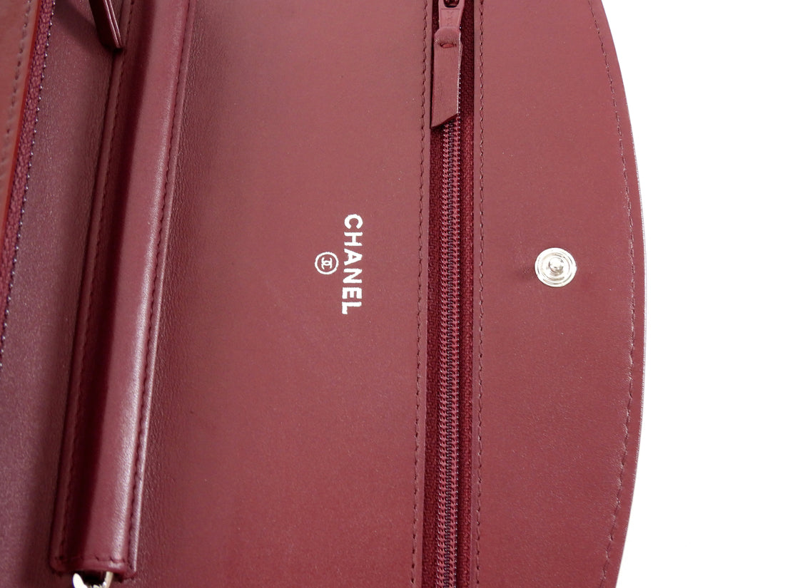 Chanel Burgundy Brilliant CC Patent Leather Wallet on Chain Bag
