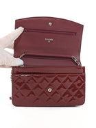 Chanel Burgundy Brilliant CC Patent Leather Wallet on Chain Bag
