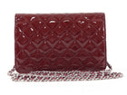 Chanel Burgundy Brilliant CC Patent Leather Wallet on Chain Bag
