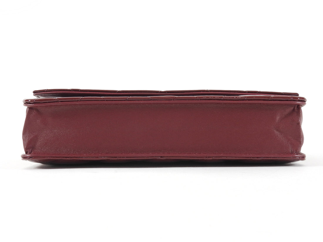 Chanel Burgundy Brilliant CC Patent Leather Wallet on Chain Bag