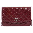 Chanel Burgundy Brilliant CC Patent Leather Wallet on Chain Bag