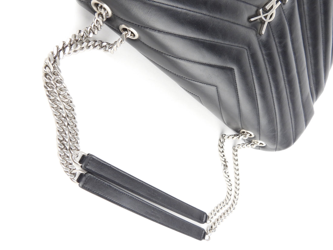 Saint Laurent Black Quilted Y Leather Large LouLou Chain Flap Shoulder Bag