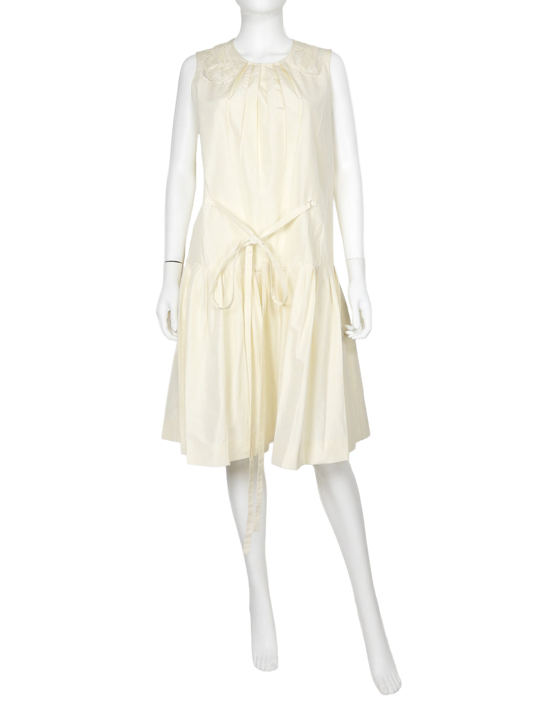 Saint Laurent Ivory 2009 Pleated Floral Rosette Dress - F38