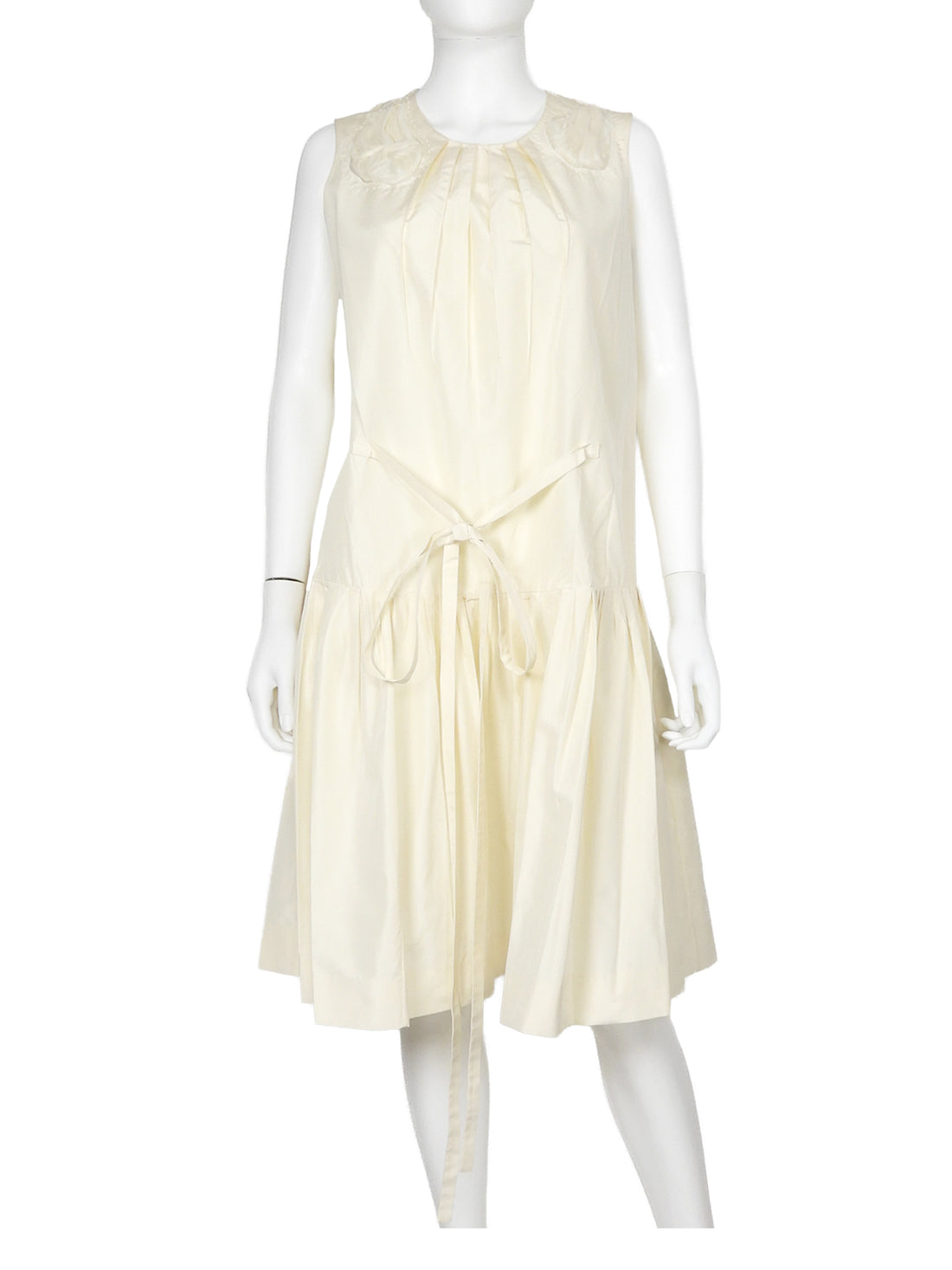 Saint Laurent Ivory 2009 Pleated Floral Rosette Dress - F38