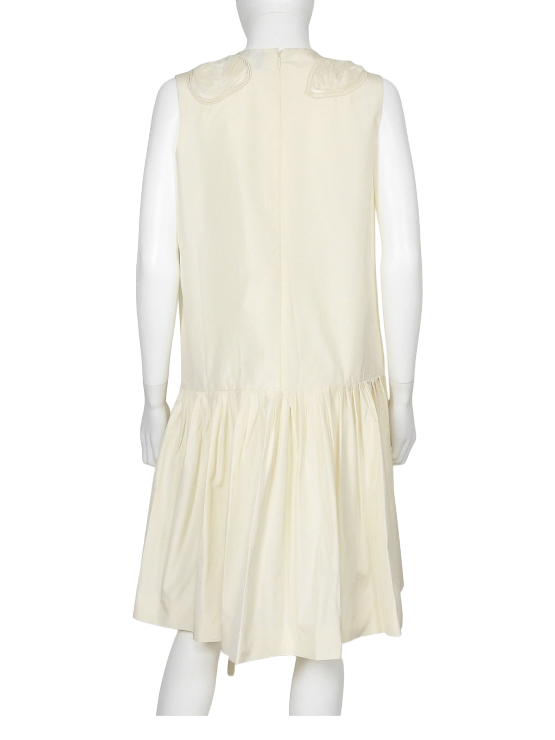 Saint Laurent Ivory 2009 Pleated Floral Rosette Dress - F38