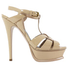 Saint Laurent Nude Patent Leather Tribute Platform Sandals - 36