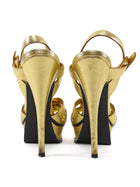 Saint Laurent Gold Metallic Leather Tribute Platform Sandals  - 36