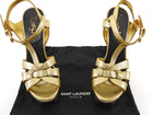 Saint Laurent Gold Metallic Leather Tribute Platform Sandals  - 36