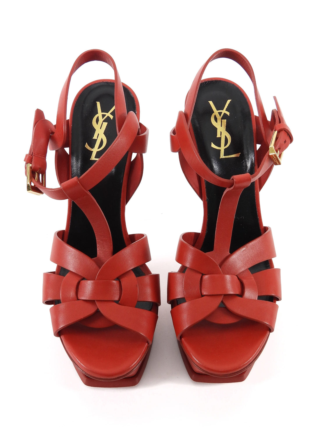 Saint Laurent Red Leather Tribute Platform Sandals - 36