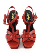 Saint Laurent Red Leather Tribute Platform Sandals - 36