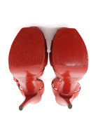 Saint Laurent Red Leather Tribute Platform Sandals - 36