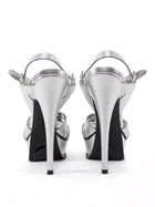 Saint Laurent Silver Metallic Leather Tribute Platform Sandals - 36