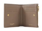 Saint Laurent Taupe Beige Grain de Poudre Monogram Uptown Compact Wallet