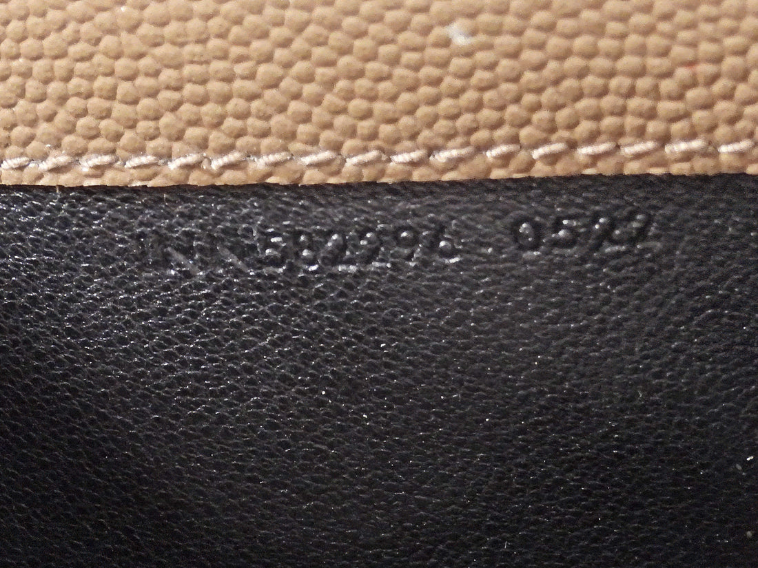 Saint Laurent Taupe Beige Grain de Poudre Monogram Uptown Compact Wallet