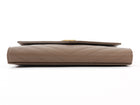 Saint Laurent Taupe Beige Grain de Poudre Matelasse Leather Cassandre Monogram Flap Wristlet Envelope Clutch