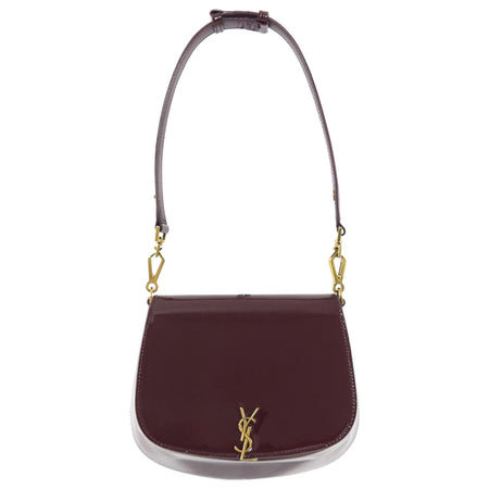Saint Laurent Burgundy Patent Leather Voltaire Shoulder Bag