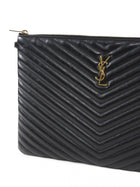 Saint Laurent Cassandre Matelasse Chevron Leather Wristlet Clutch Bag