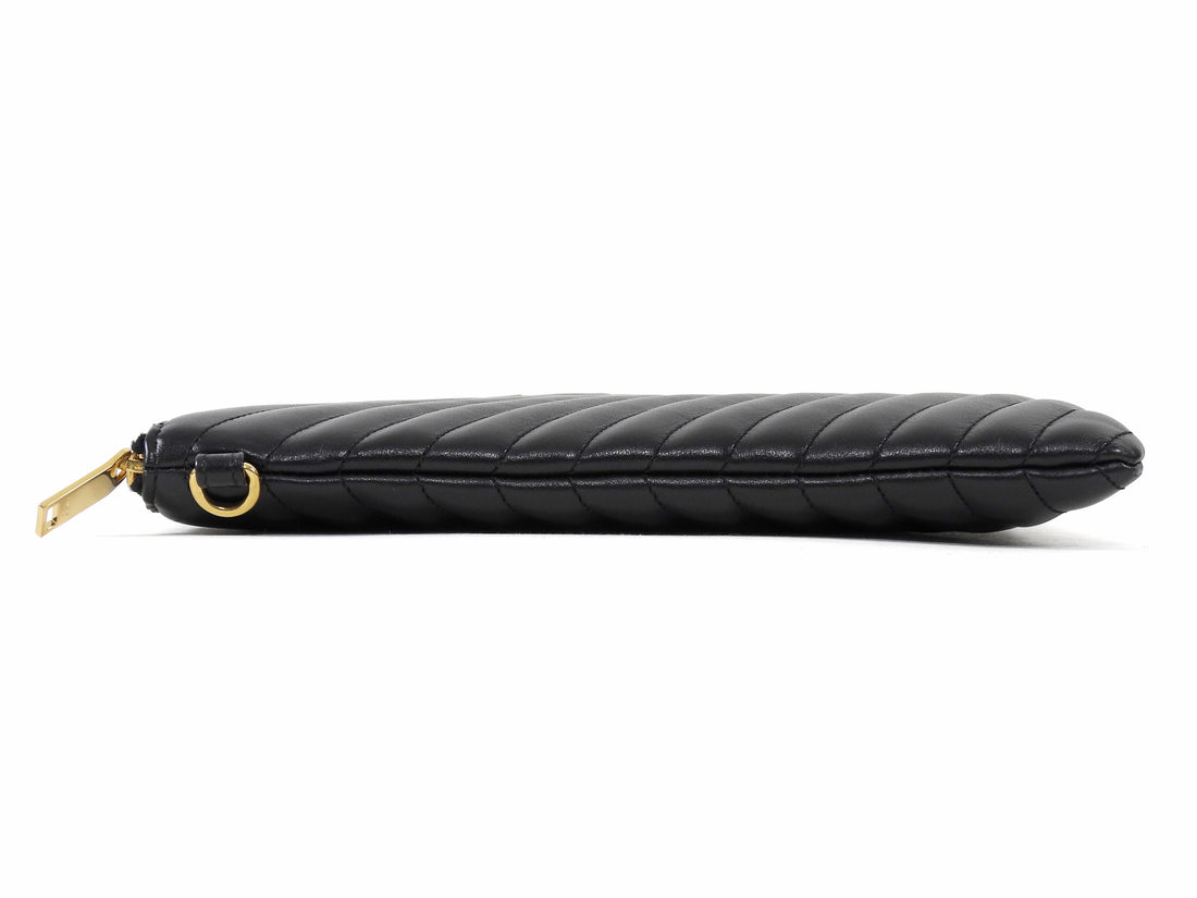 Saint Laurent Cassandre Matelasse Chevron Leather Wristlet Clutch Bag