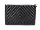 Saint Laurent Cassandre Matelasse Chevron Leather Wristlet Clutch Bag
