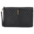Saint Laurent Cassandre Matelasse Chevron Leather Wristlet Clutch Bag