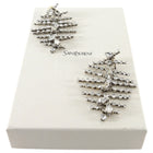 Saint Laurent Crystal Segmented Statement Clip Earrings
