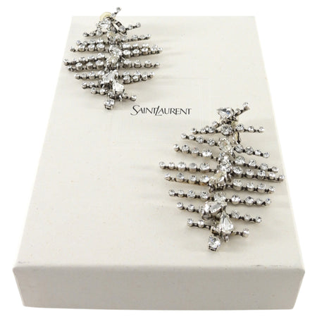 Saint Laurent Crystal Segmented Statement Clip Earrings