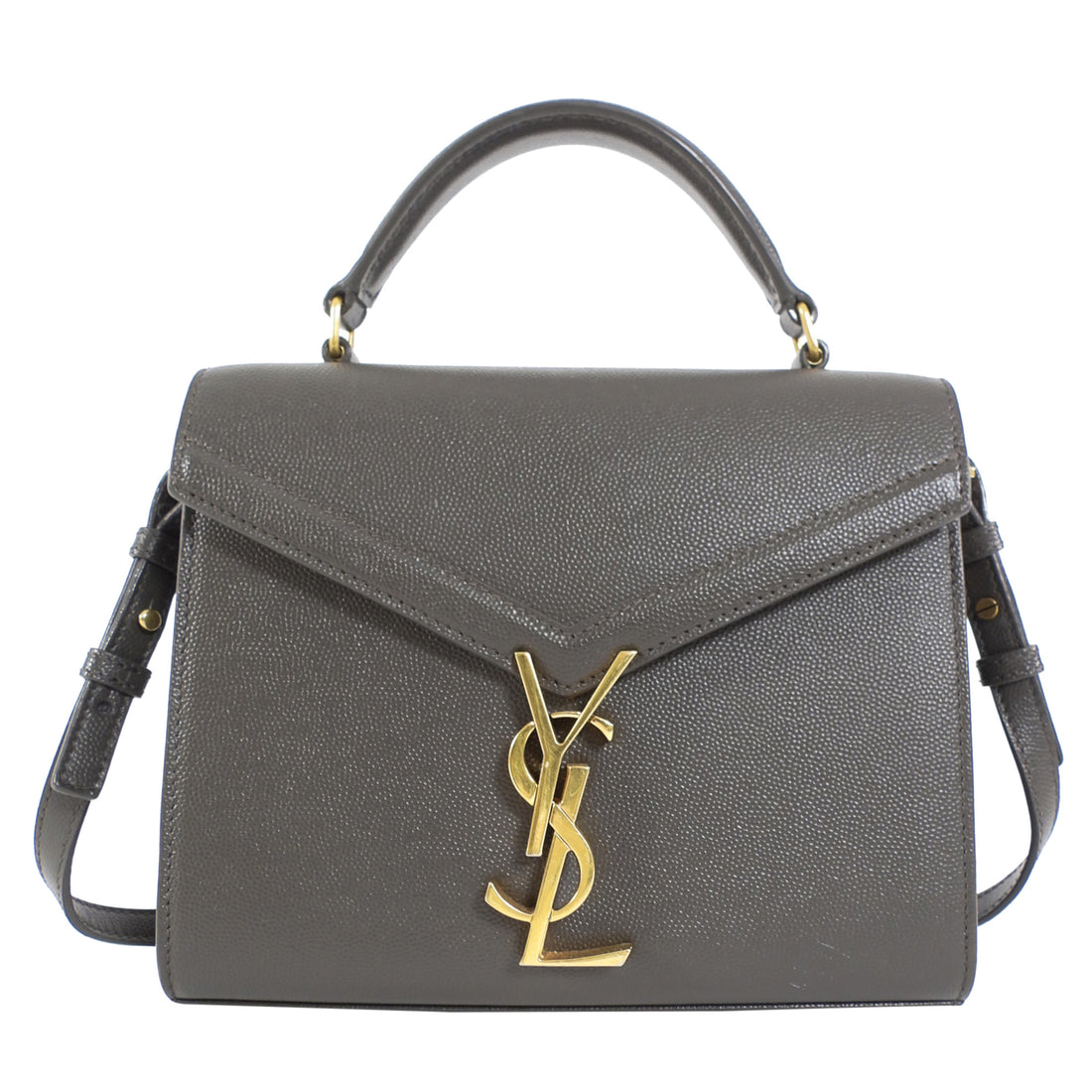 Saint Laurent Mini Cassandra Slate Grey Leather Top Handle Bag