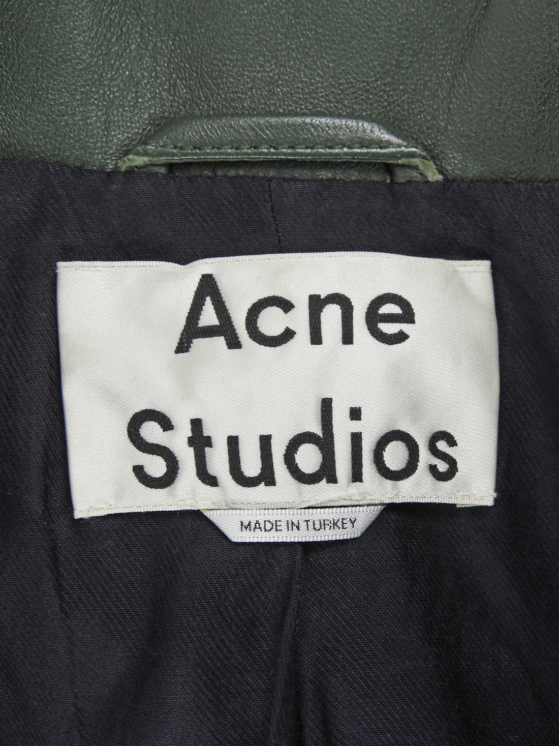 Acne Studios Green Lamb Leather Mock Biker Jacket - 36