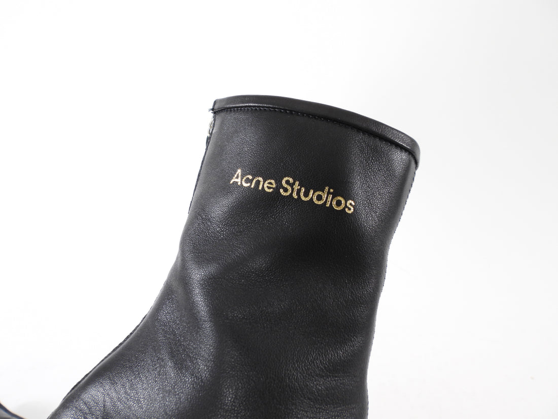 Acne Studios Black Leather Soft Bertine Ankle Boots - 37