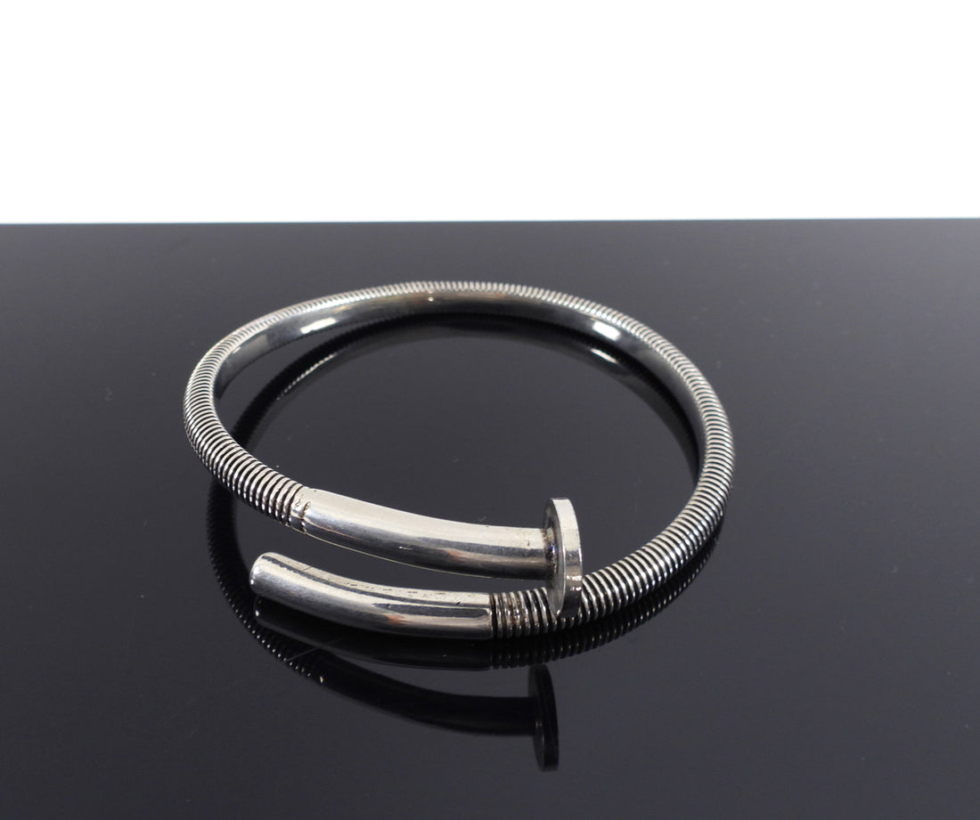 Acne Studios Silvertone Nail Bangle Bracelet