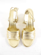 Aeyde Gold Metallic Block Heel Wrap Tie Sandals - 37