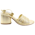 Aeyde Gold Metallic Block Heel Wrap Tie Sandals - 37