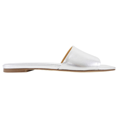 Aeyde Silver Flat Leather Sandals - 37
