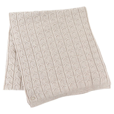 Agnona Beige Cable Knit Plaits Cashmere Long Scarf