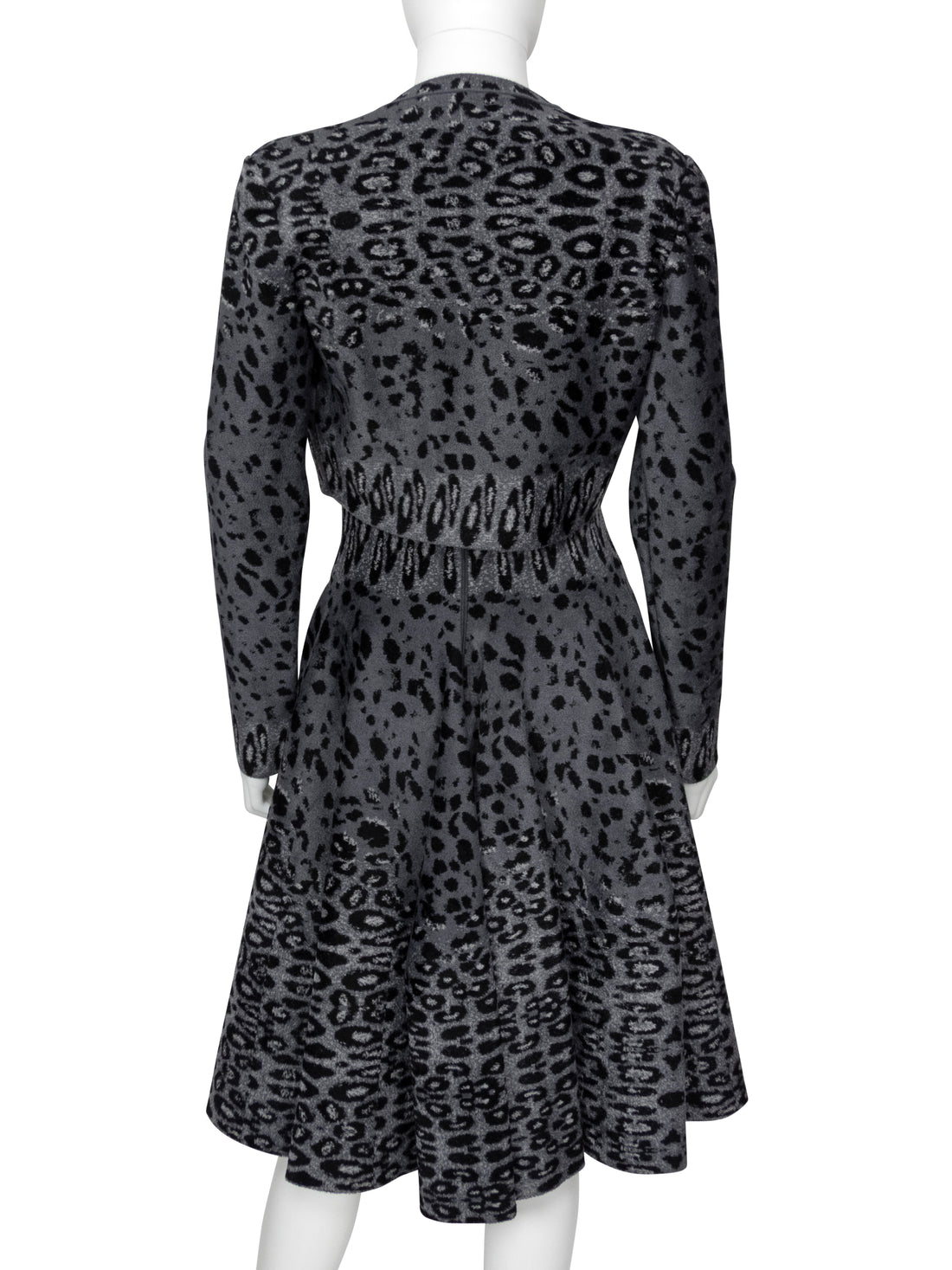 Alaia Grey Animal Print Velour Stretch Knit Sleeveless Dress with Crop Jacket - 40