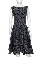 Alaia Grey Animal Print Velour Stretch Knit Sleeveless Dress with Crop Jacket - 40