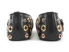 Alaia Black Leather Mixed Metal Eyelet Mary Jane Ballet Flats -36