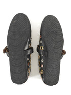 Alaia Black Leather Mixed Metal Eyelet Mary Jane Ballet Flats -36
