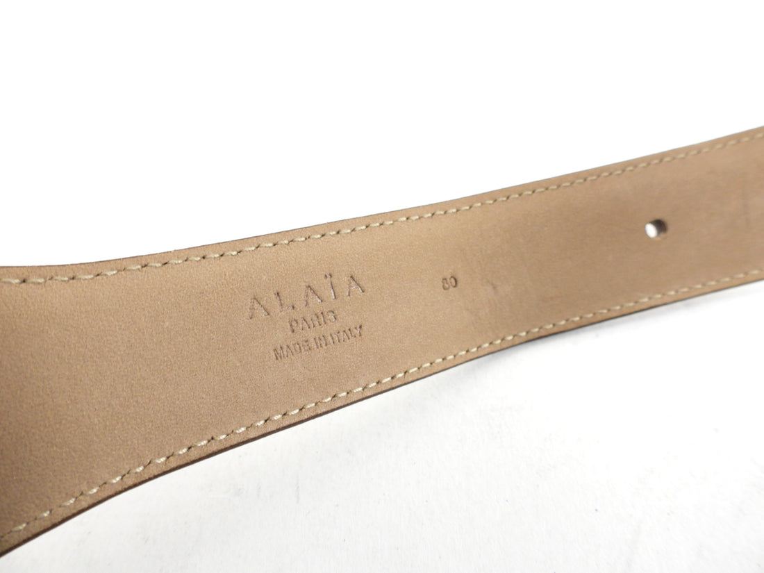 Alaia White Lace-Up Leather Belt - 30-32"