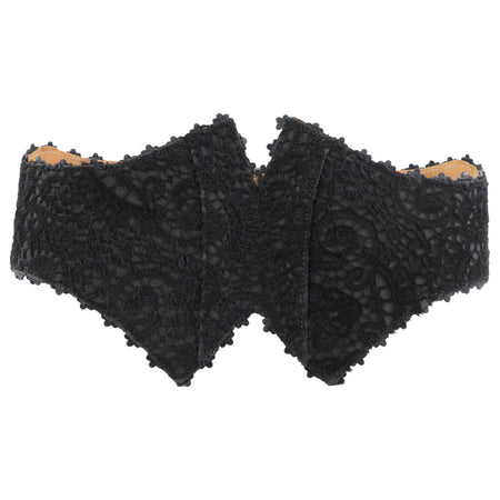 Alaia Wide Black Lace Overlay Waist Cincher Belt - 70cm