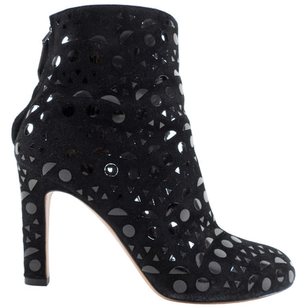 Alaia Black Suede Embellished Ankle Boots - EU 37 / 36.5